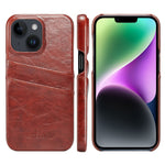 Custodia in pelle PU Fierre Shann Retro Oil Wax Texture con slot per schede, For iPhone 14, For iPhone 14 Plus, For iPhone 14 Pro, For iPhone 14 Pro Max