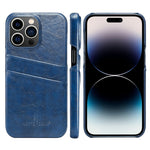 Custodia in pelle PU Fierre Shann Retro Oil Wax Texture con slot per schede, For iPhone 14, For iPhone 14 Plus, For iPhone 14 Pro, For iPhone 14 Pro Max