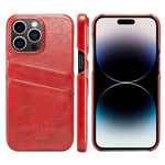 Custodia in pelle PU Fierre Shann Retro Oil Wax Texture con slot per schede, For iPhone 14, For iPhone 14 Plus, For iPhone 14 Pro, For iPhone 14 Pro Max