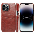 Custodia in pelle PU Fierre Shann Retro Oil Wax Texture con slot per schede, For iPhone 14, For iPhone 14 Plus, For iPhone 14 Pro, For iPhone 14 Pro Max