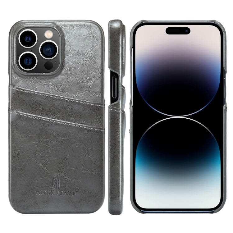 Custodia in pelle PU Fierre Shann Retro Oil Wax Texture con slot per schede, For iPhone 14, For iPhone 14 Plus, For iPhone 14 Pro, For iPhone 14 Pro Max