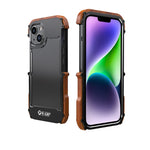Custodia per telefono in metallo + legno R-JUST Ironwood Generation, For iPhone 14, For iPhone 14 Plus, For iPhone 14 Pro, For iPhone 14 Pro Max