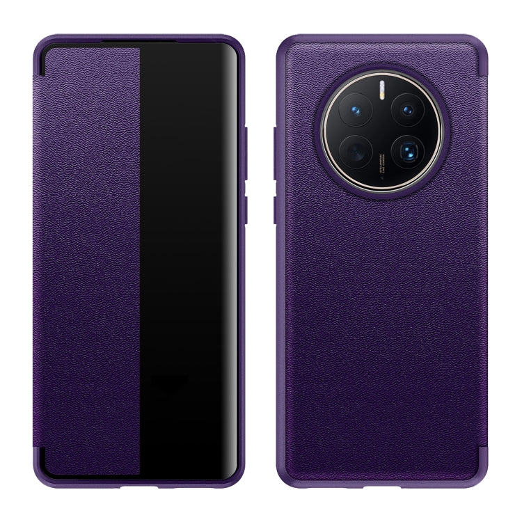 Custodia per smartphone in pelle con finestra laterale magnetica, For Huawei Mate 50 Pro, For Huawei Mate 50