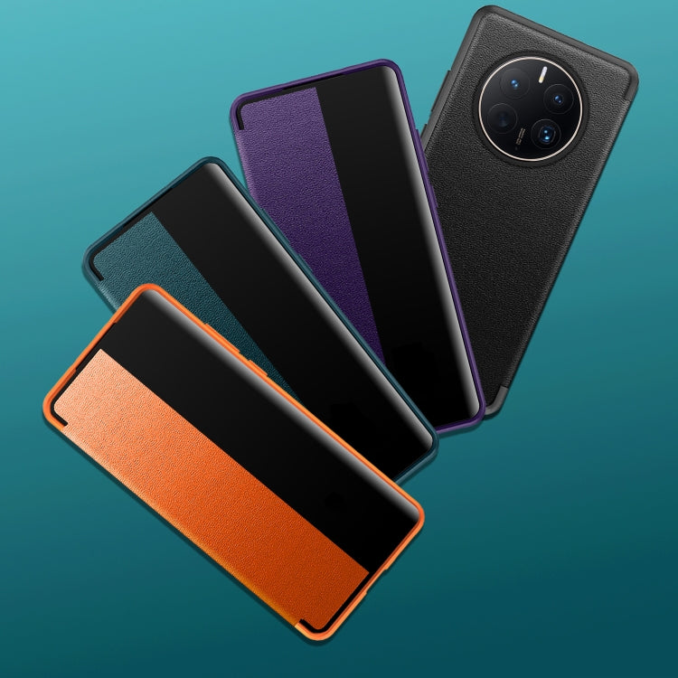 Custodia per smartphone in pelle con finestra laterale magnetica, For Huawei Mate 50 Pro, For Huawei Mate 50