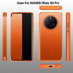 Custodia per smartphone in pelle con finestra laterale magnetica, For Huawei Mate 50 Pro, For Huawei Mate 50
