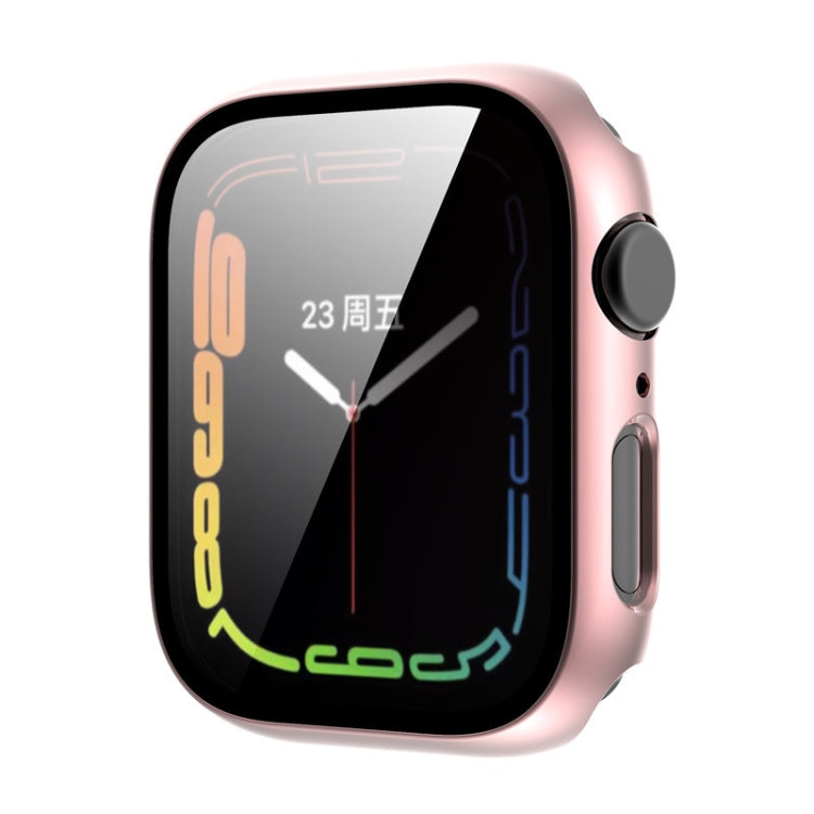 Cassa dell'orologio per PC con rivestimento in pellicola di vetro temperato, For Apple Watch Series 9 / 8 & 7 45mm, For Apple Watch Series 9 / 8 & 7 41mm