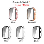 Cassa dell'orologio per PC con rivestimento in pellicola di vetro temperato, For Apple Watch Series 9 / 8 & 7 45mm, For Apple Watch Series 9 / 8 & 7 41mm