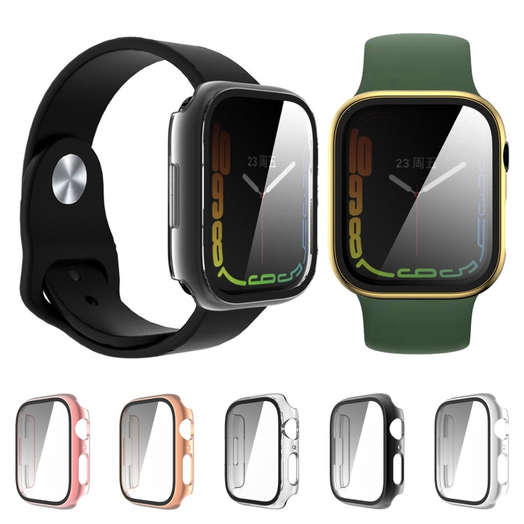 Cassa dell'orologio per PC con rivestimento in pellicola di vetro temperato, For Apple Watch Series 9 / 8 & 7 45mm, For Apple Watch Series 9 / 8 & 7 41mm