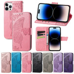 Custodia in pelle goffrata farfalla, For iPhone 14 Pro Max, For iPhone 14 Pro, For iPhone 14