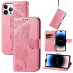 Custodia in pelle goffrata farfalla, For iPhone 14 Pro Max, For iPhone 14 Pro, For iPhone 14