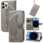 Custodia in pelle goffrata farfalla, For iPhone 14 Pro Max, For iPhone 14 Pro, For iPhone 14