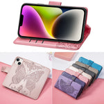 Custodia in pelle goffrata farfalla, For iPhone 14 Plus
