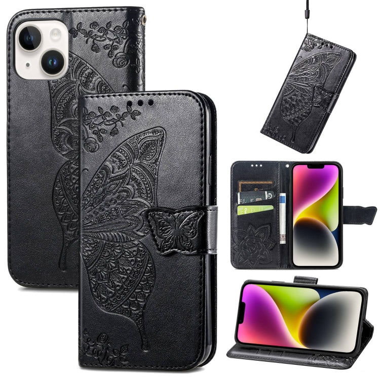 Custodia in pelle goffrata farfalla, For iPhone 14 Plus