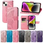 Custodia in pelle goffrata farfalla, For iPhone 14 Plus