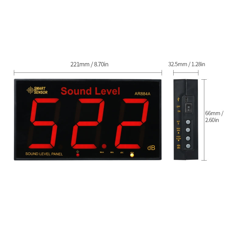 SmartSensor AR884A Fonometro intelligente da parete 9,5" LCD