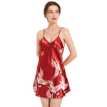 Pigiama con gonna corta con scollo a V modello gru sexy, S, M, L