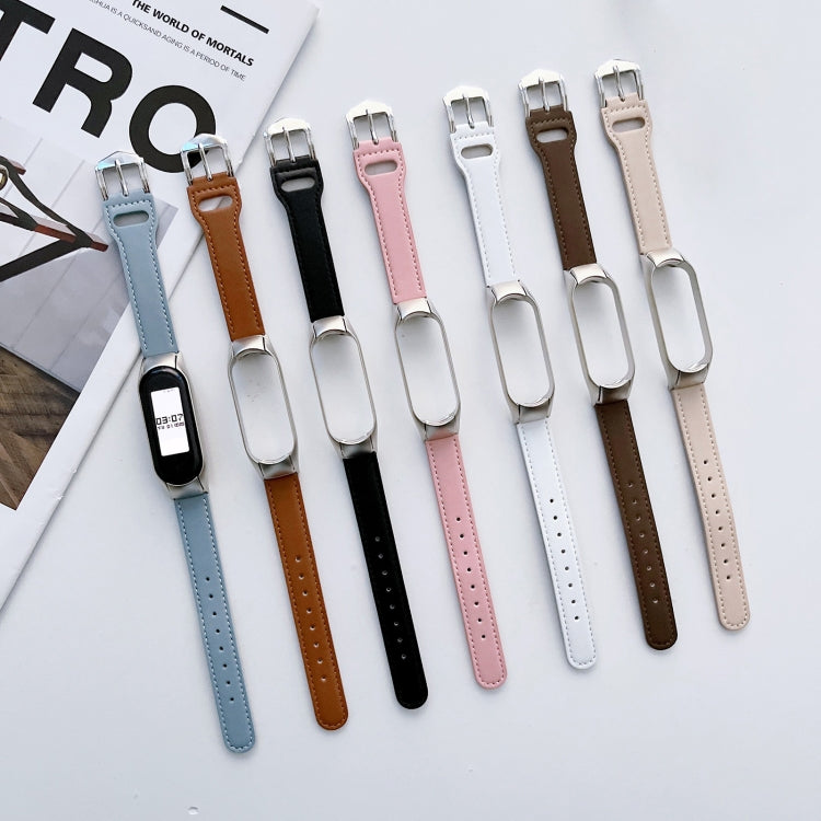 Cinturino in pelle con 8 fibbie, For Xiaomi Mi Band 3 / 4, For Xiaomi Mi Band  5 / 6, For Xiaomi Mi Band 7