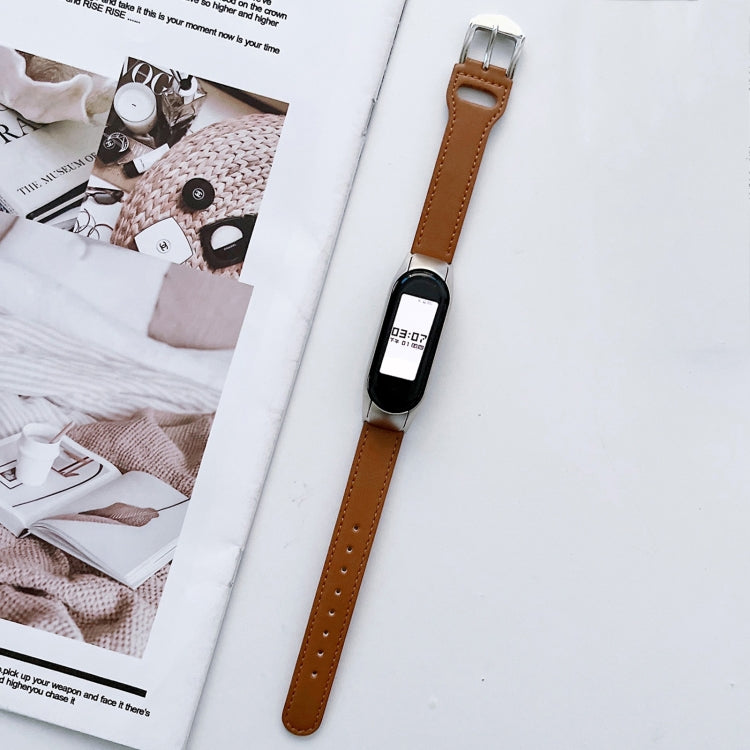 Cinturino in pelle con 8 fibbie, For Xiaomi Mi Band 3 / 4, For Xiaomi Mi Band  5 / 6, For Xiaomi Mi Band 7