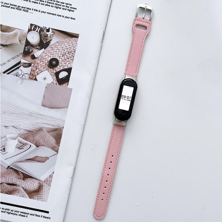 Cinturino in pelle con 8 fibbie, For Xiaomi Mi Band 3 / 4, For Xiaomi Mi Band  5 / 6, For Xiaomi Mi Band 7