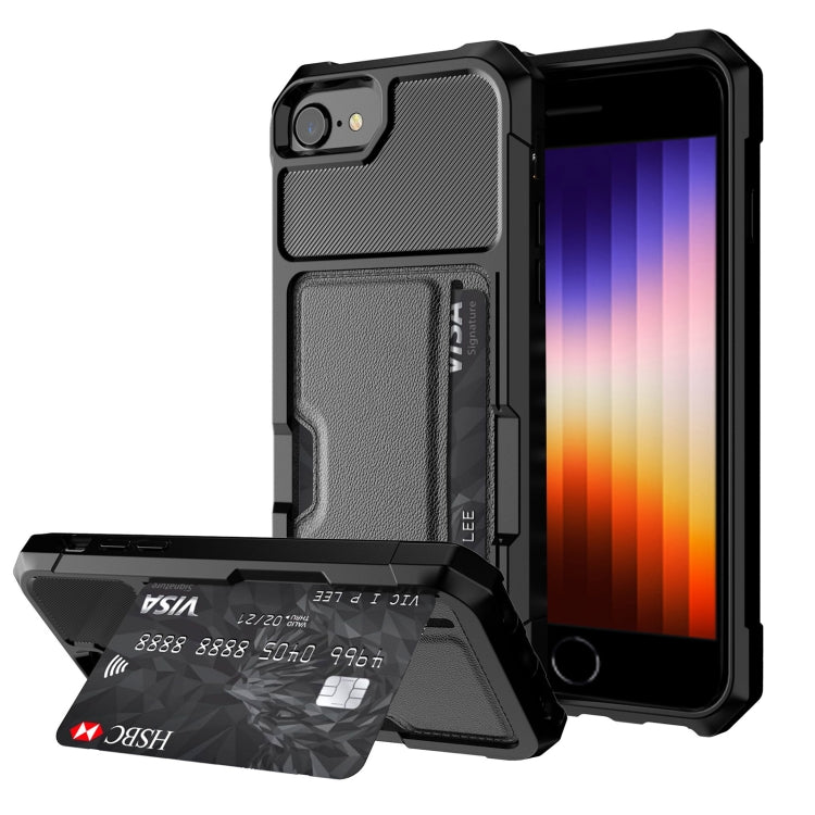Custodia per telefono con supporto per slot per schede ZM02, For iPhone SE 2022 / SE 2020 / 8 / 7, For iPhone 8 Plus / 7 Plus, For iPhone XS / X, For iPhone XR, For iPhone XS Max, For iPhone 11, For iPhone 11 Pro, For iPhone 11 Pro Max