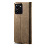 Custodia per telefono in pelle con texture denim, For vivo V25, For Samsung Galaxy A04 4G