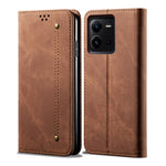 Custodia per telefono in pelle con texture denim, For vivo V25, For Samsung Galaxy A04 4G