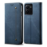 Custodia per telefono in pelle con texture denim, For vivo V25, For Samsung Galaxy A04 4G