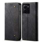 Custodia per telefono in pelle con texture denim, For vivo V25, For Samsung Galaxy A04 4G