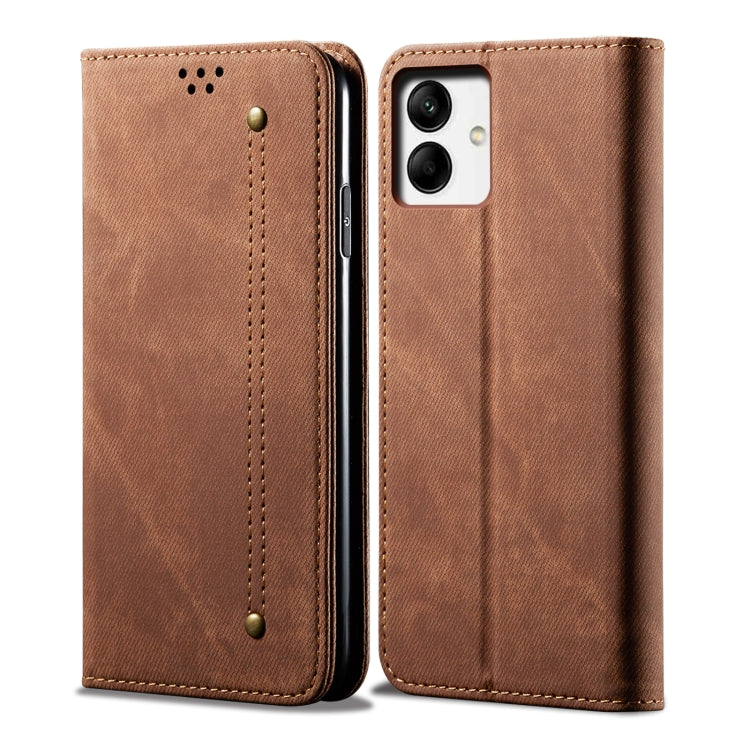 Custodia per telefono in pelle con texture denim, For vivo V25, For Samsung Galaxy A04 4G