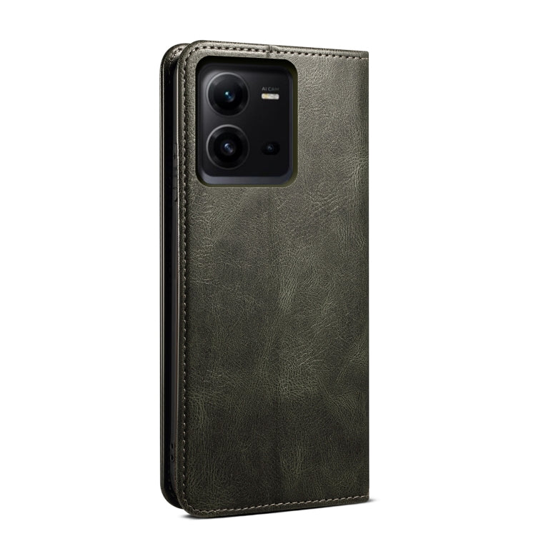Custodia per telefono in pelle con trama di cavallo pazzo in cera d'olio, For vivo V25, For Samsung Galaxy A04 4G
