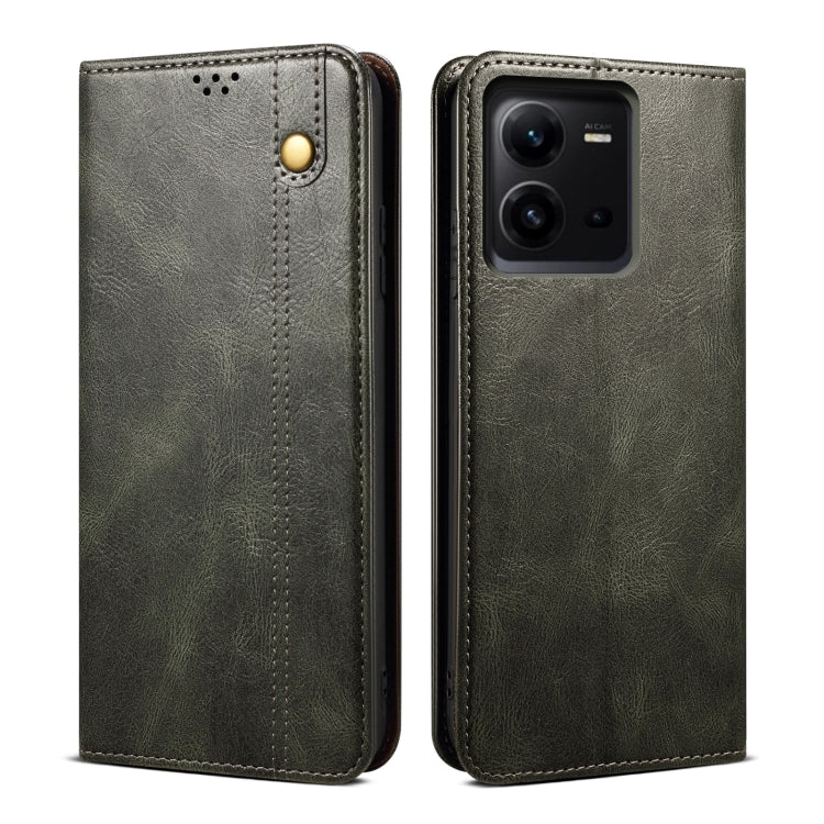 Custodia per telefono in pelle con trama di cavallo pazzo in cera d'olio, For vivo V25, For Samsung Galaxy A04 4G