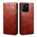 Custodia per telefono in pelle con trama di cavallo pazzo in cera d'olio, For vivo V25, For Samsung Galaxy A04 4G