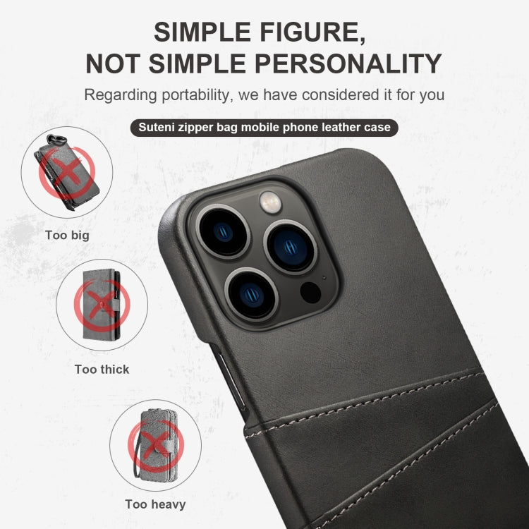 Custodia per telefono con slot per schede di trama in vitello Suteni, For iPhone 14, For iPhone 14 Plus, For iPhone 14 Pro, For iPhone 14 Pro Max