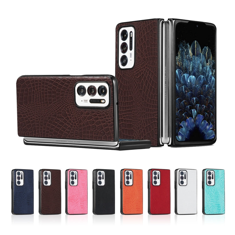 Custodia PC + PU antiurto in coccodrillo, For OPPO Find N, For vivo X Fold, For Huawei P50 Pocket