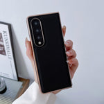 Custodia per telefono con placcatura nano serie Luolai in vera pelle, For Samsung Galaxy Z Fold4 5G, For Samsung Galaxy Z Fold3 5G