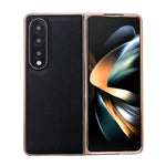 Custodia per telefono con placcatura nano serie Luolai in vera pelle, For Samsung Galaxy Z Fold4 5G, For Samsung Galaxy Z Fold3 5G