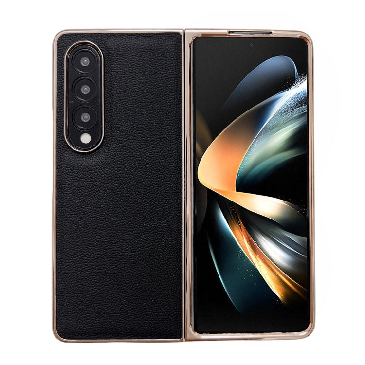 Custodia per telefono con placcatura nano serie Luolai in vera pelle, For Samsung Galaxy Z Fold4 5G, For Samsung Galaxy Z Fold3 5G