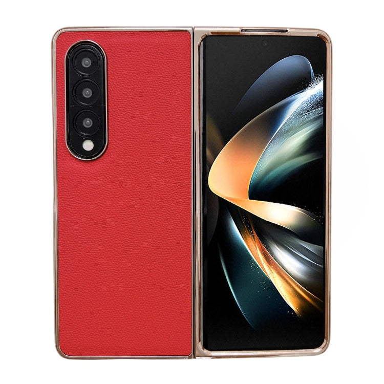 Custodia per telefono con placcatura nano serie Luolai in vera pelle, For Samsung Galaxy Z Fold4 5G, For Samsung Galaxy Z Fold3 5G