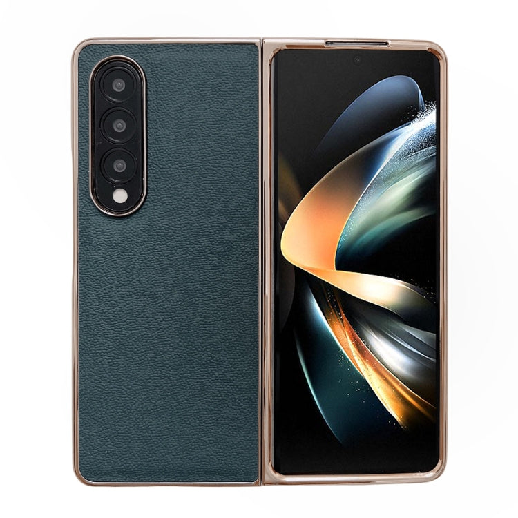Custodia per telefono con placcatura nano serie Luolai in vera pelle, For Samsung Galaxy Z Fold4 5G, For Samsung Galaxy Z Fold3 5G