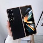 Custodia per telefono con placcatura nano serie Luolai in vera pelle, For Samsung Galaxy Z Fold4 5G, For Samsung Galaxy Z Fold3 5G