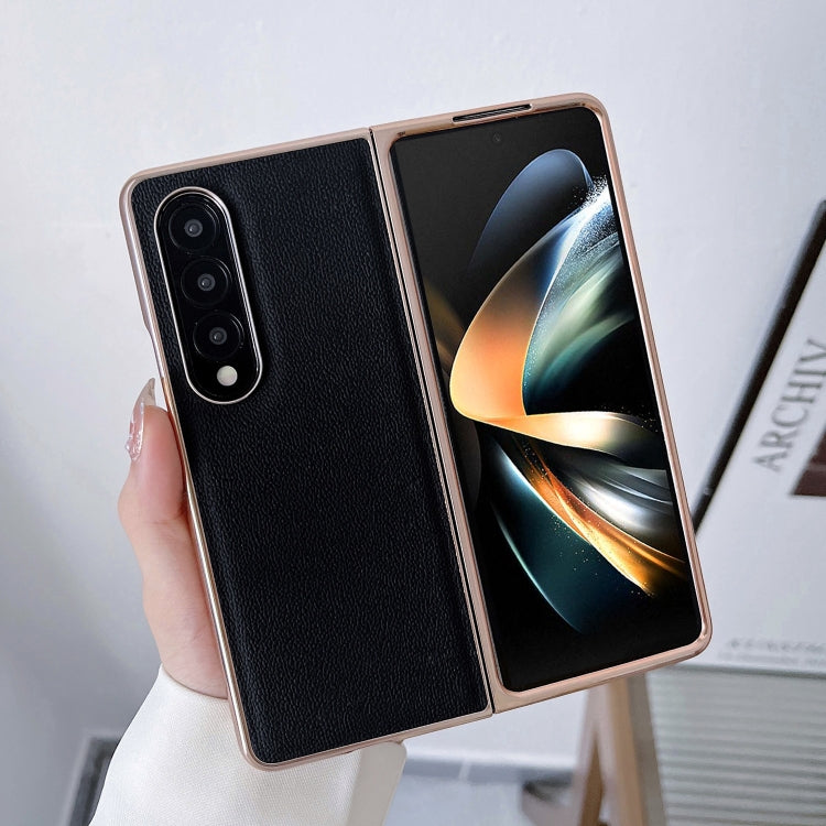 Custodia per telefono con placcatura nano serie Luolai in vera pelle, For Samsung Galaxy Z Fold4 5G, For Samsung Galaxy Z Fold3 5G