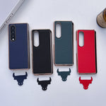 Custodia per telefono con placcatura nano serie Luolai in vera pelle, For Samsung Galaxy Z Fold4 5G, For Samsung Galaxy Z Fold3 5G