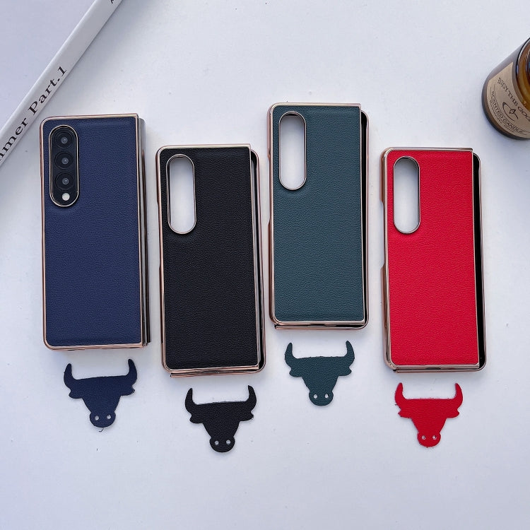 Custodia per telefono con placcatura nano serie Luolai in vera pelle, For Samsung Galaxy Z Fold4 5G, For Samsung Galaxy Z Fold3 5G