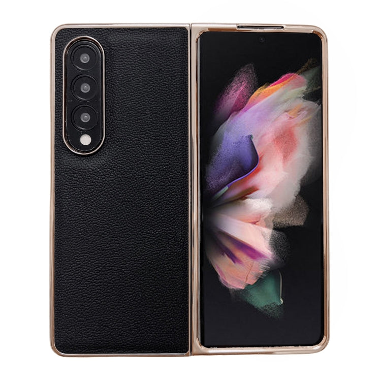 Custodia per telefono con placcatura nano serie Luolai in vera pelle, For Samsung Galaxy Z Fold4 5G, For Samsung Galaxy Z Fold3 5G