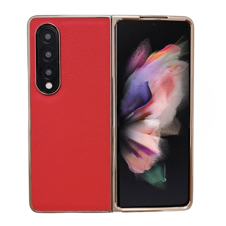 Custodia per telefono con placcatura nano serie Luolai in vera pelle, For Samsung Galaxy Z Fold4 5G, For Samsung Galaxy Z Fold3 5G