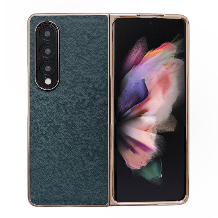 Custodia per telefono con placcatura nano serie Luolai in vera pelle, For Samsung Galaxy Z Fold4 5G, For Samsung Galaxy Z Fold3 5G
