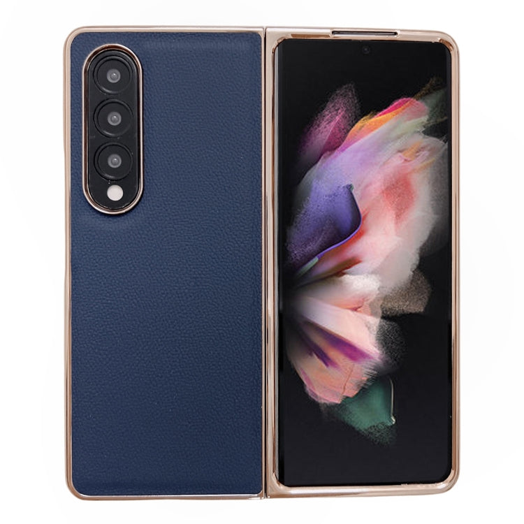 Custodia per telefono con placcatura nano serie Luolai in vera pelle, For Samsung Galaxy Z Fold4 5G, For Samsung Galaxy Z Fold3 5G