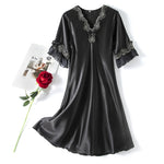 Camicia da notte da donna ampia con scollo a V e maniche lunghe, S, M, L, XL