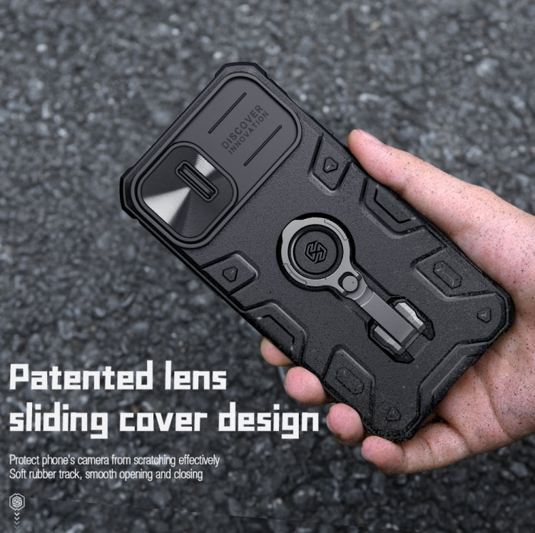 Custodia protettiva antiurto CamShield Armor NILLKIN, For iPhone 14, For iPhone 14 Pro, For iPhone 14 Plus, For iPhone 14 Pro Max