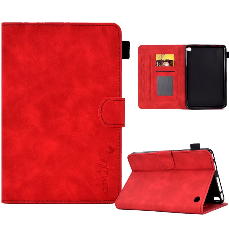 Custodia in pelle per tablet con flip con sorriso in rilievo, For Amazon Kindle Fire 7 2022, For Amazon Kindle Fire HD 8 2020, For Amazon Kindle Fire HD 10 2021, For Amazon Kindle Paperwhite 5